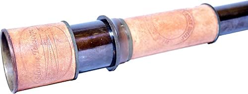 Antique Brass Telescope with Wooden Box Decor