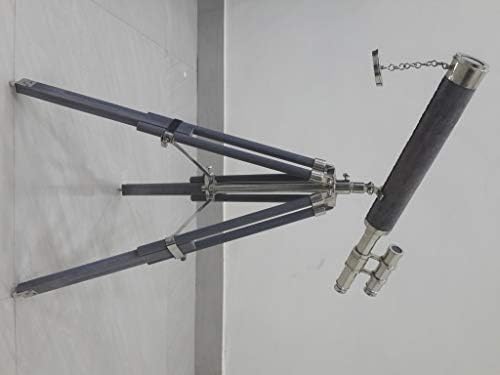 Vintage Brass Telescope with Wooden Tripod Stand