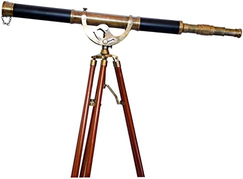 Antiqueex Nautical Brass Telescope Floor Standing Adjustable Tripod