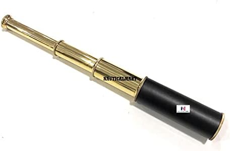 NauticalMart Vintage Pirated Telescope Brass Leather