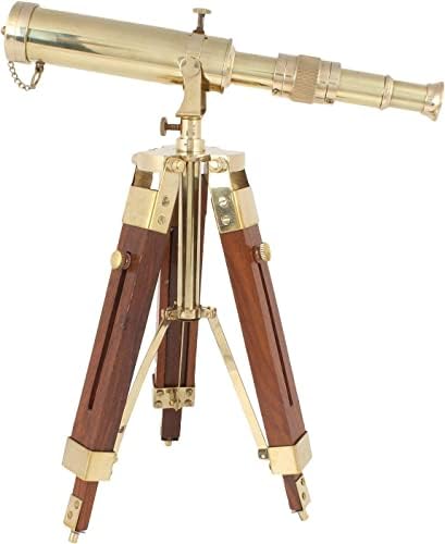 Antique Brass Tripod Telescope for Home Decor and Office