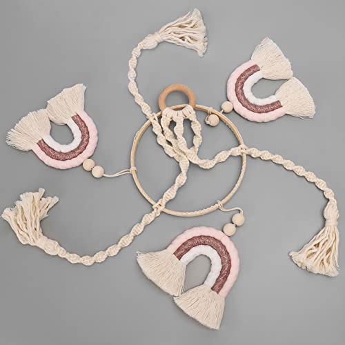 Rainbow Baby Mobile for Girls Crib - Pink Boho Decor