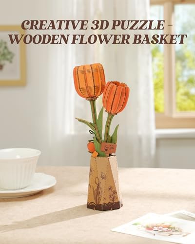 Rowood Wooden Flower DIY Craft Kit - Orange Tulip