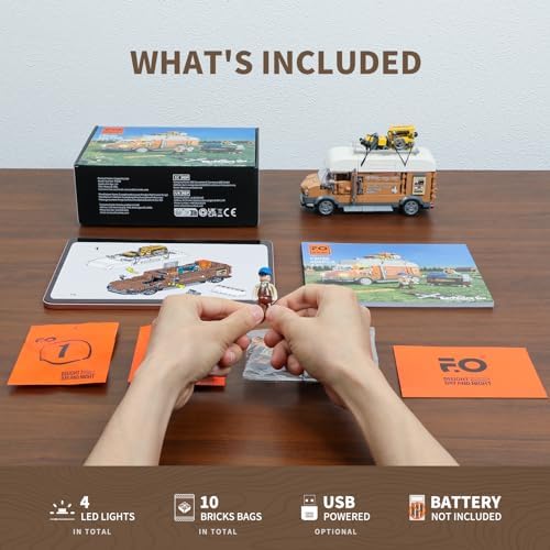 FUNWHOLE Building Set with Light and Tools for Adults and Teens