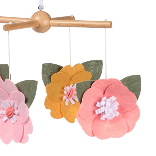 Lambs Ivy Little Garden Felt Flowers Musical Crib Mobile Soother Toy