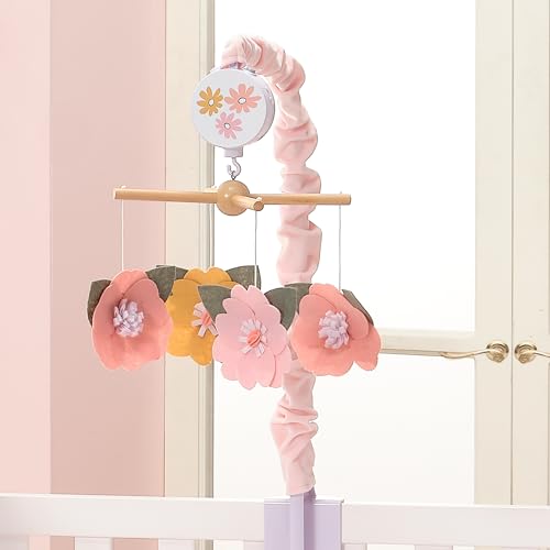 Lambs Ivy Little Garden Felt Flowers Musical Crib Mobile Soother Toy