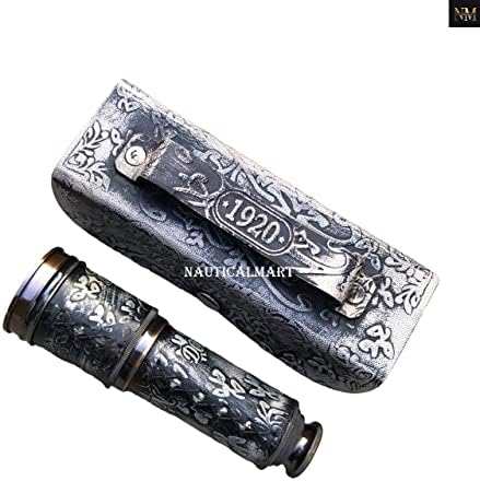 Personalized Nautical Brass Spyglass with Leather Case