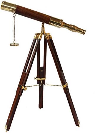 Vintage Brass Tube Telescope with Wooden Tripod