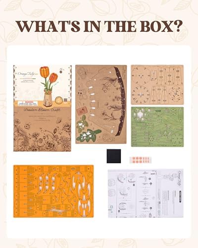 Rowood Wooden Flower DIY Craft Kit - Orange Tulip