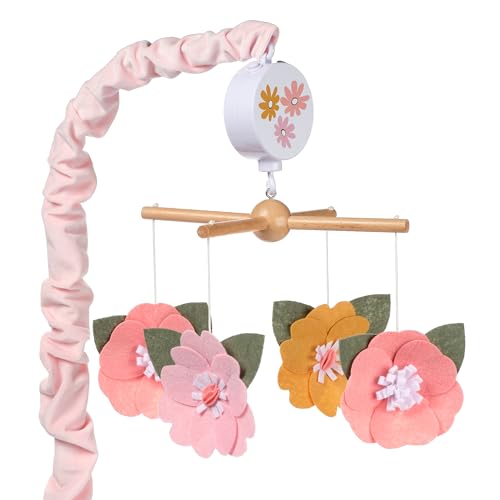 Lambs Ivy Little Garden Felt Flowers Musical Crib Mobile Soother Toy