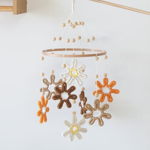 GOUKURLSMA Woven Daisy Crib Mobile for Girls and Boys