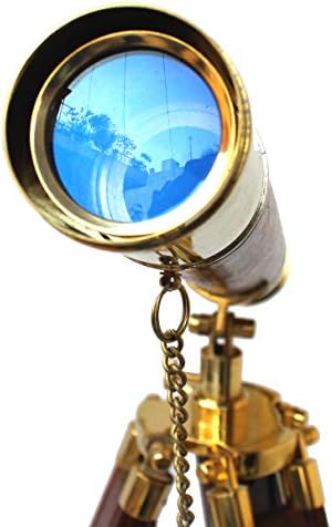 Vintage Brass Tube Telescope with Wooden Tripod