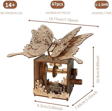 3D Puzzle Mechanical Music Box Butterfly DIY Kit for Adults