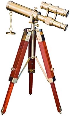 BAZROSS Brass Telescope with Adjustable Wooden Tripod Stand