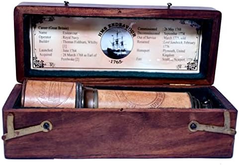 Handmade Brass Telescope with Wooden Box 17 Inches