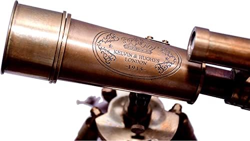 Antique Brass Telescope With Wooden Tripod Adjustable Floor Stand