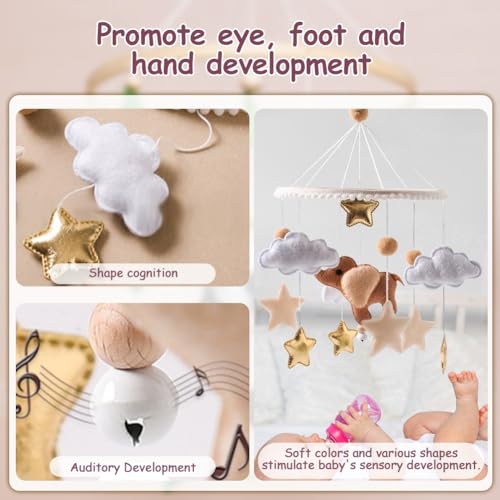 EUBUY Baby Mobile with Felt Balls Wind Chime Decor