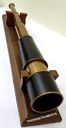 Nautical Brass Pirate Telescope with Black Leather Handle