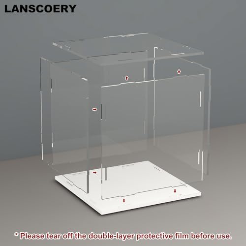 LANSCOERY Acrylic Display Case for Collectibles with Dustproof and Seamless Design