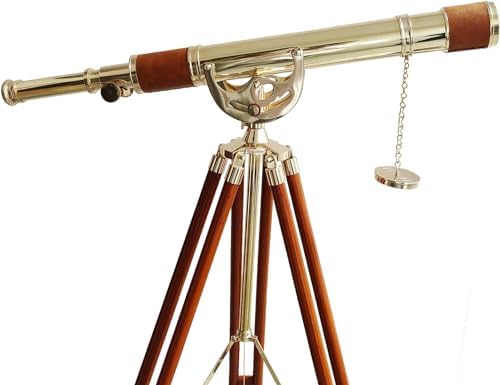 Vintage Telescope with Brass Finish Wooden Tripod