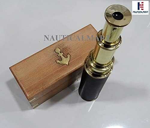 NauticalMart Vintage Pirated Telescope Brass Leather