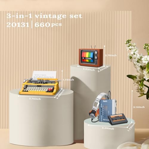 JMBricklayer Retro Typewriter Walkman TV Building Set