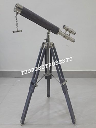 Vintage Brass Telescope with Wooden Tripod Stand