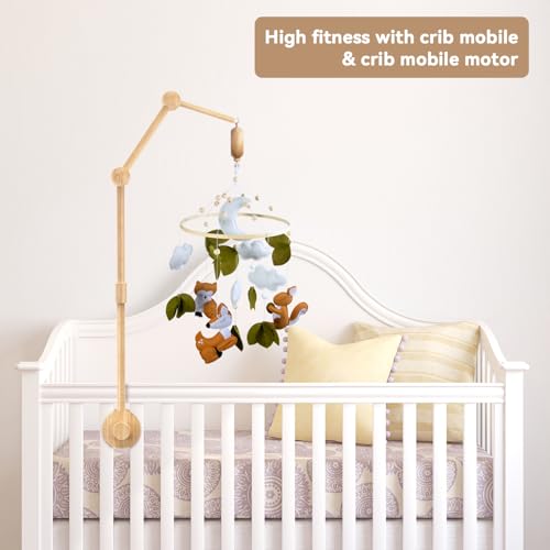 FEISIKE Crib Mobile Arm Natural Beech Wooden Mobile for Baby Nursery