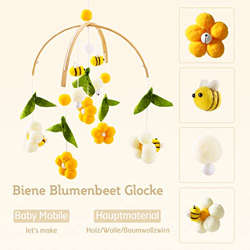 Crib Mobile with Bells and Flowers for Baby