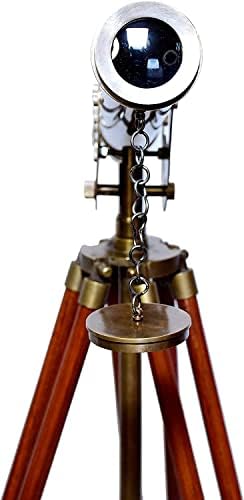 Antique Victorian Brass Telescope with Adjustable Wooden Tripod