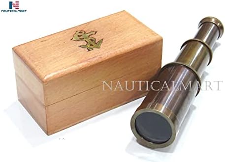 NauticalMart Spyglass Antique Brass Telescope 6 With Wooden Box