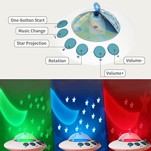 Eners Crib Mobile Music Box with Lights and Stars