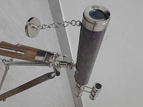 Nautical Telescope Double Barrel Leather Desk Standing Tripod Telescope Spyglass