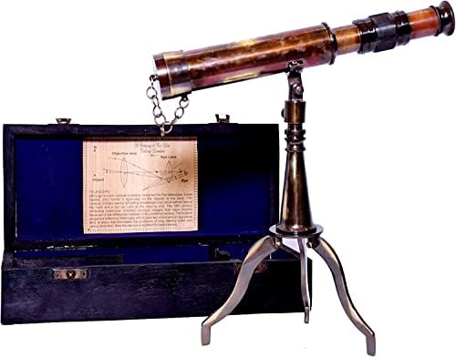 Vintage Antique 9 Telescope with Wooden Box
