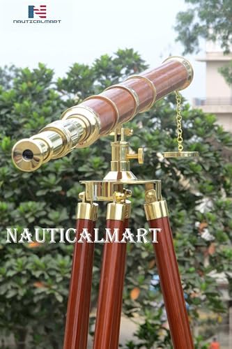 NauticalMart Brass Wood Admiral Telescope 60 Inch