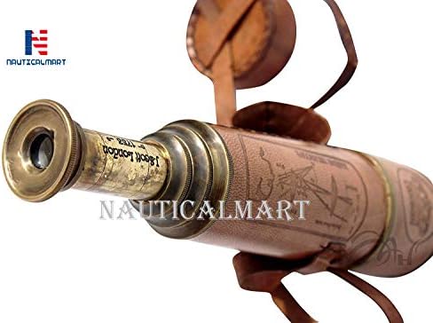 20 Inch Ship Captain Brass Telescope with Spy Glass and Leather Case 1