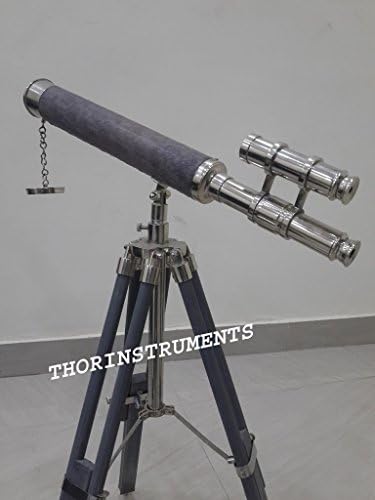 Vintage Brass Telescope with Wooden Tripod Stand