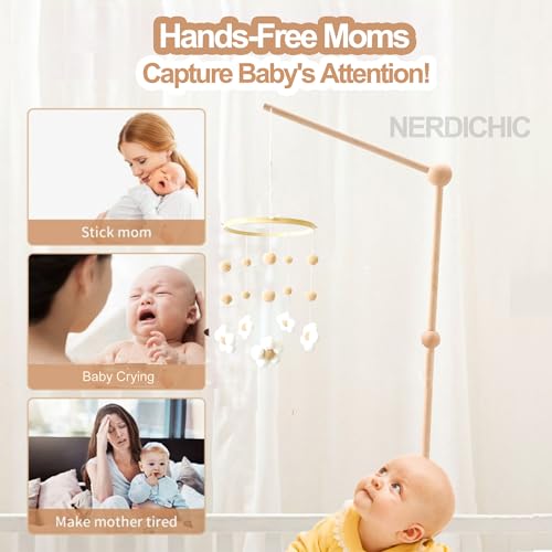Nerdichic Baby Crib Mobile Gender Neutral Felt Daisy Flower Decor