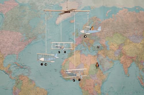 Handcrafted Wooden Airplane Mobile for Baby Room Decor