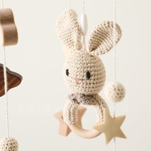 Bunny Baby Crib Mobile - Neutral Hand Crocheted Mobile for Girls