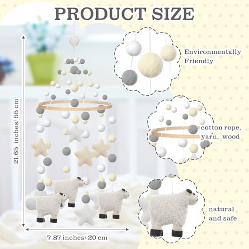 Cinnvoice Sheep Lamb Crib Mobile for Nursery Decor