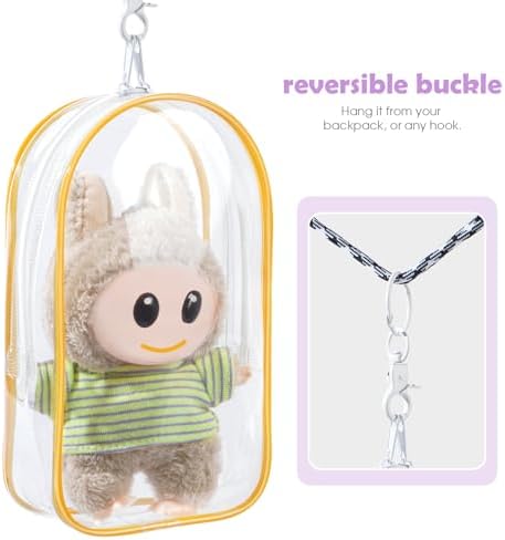 Clear Figure Display Bag with Keychain for Dolls
