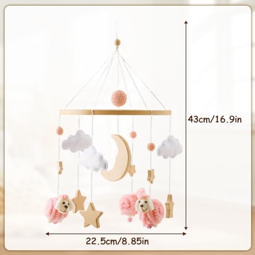 Boho Nursery Mobile - Baby Crib Decor with Stars Clouds Moon