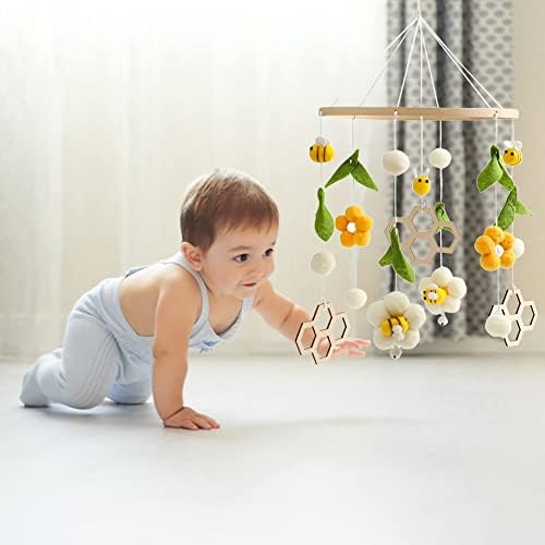 Baby Crib Mobile Wind Chime Wooden Bed Bell Decor Pink