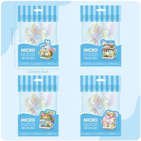 MEIEST 4 Piece Mini City Shop Building Blocks Set