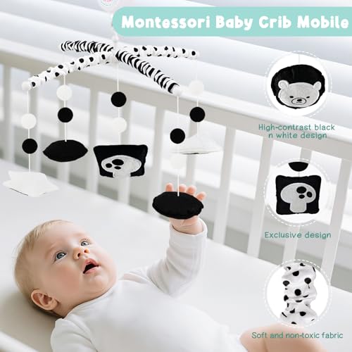 Montessori Crib Mobile with 3-Mode Music