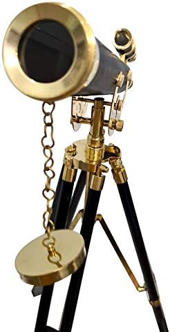 Nautical Desktop Telescope with Brass and Leather Finish