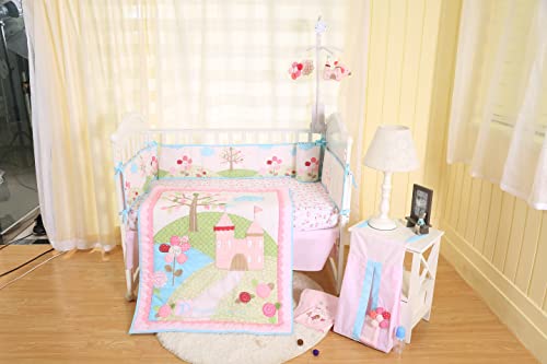Watercolor Pink Sunflower Bird Castle Crib Mobile