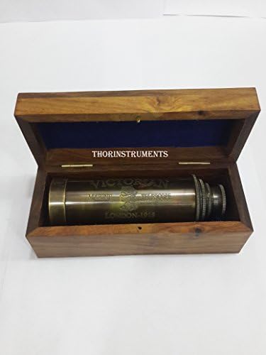 Vintage Brass Pirate Telescope with Wooden Box