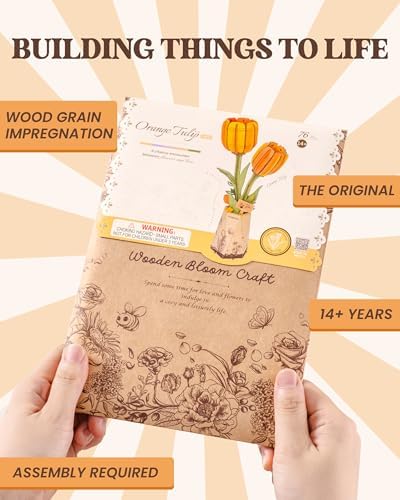 Rowood Wooden Flower DIY Craft Kit - Orange Tulip